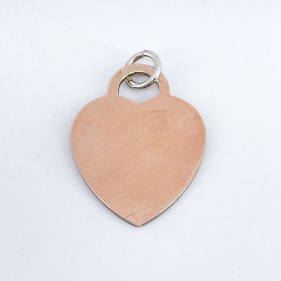 Vintage Sterling Silver 925 Rose Gold Tone Engravable Heart Dog Tag Charm - Picture 3 of 7